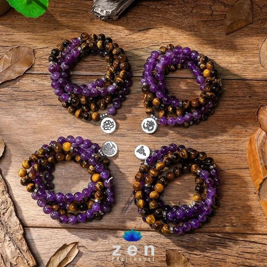 Peace & Protection Amethyst Tiger Eye Mala