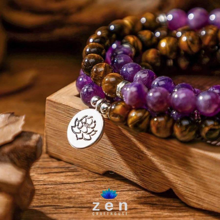 Peace & Protection Amethyst Tiger Eye Mala