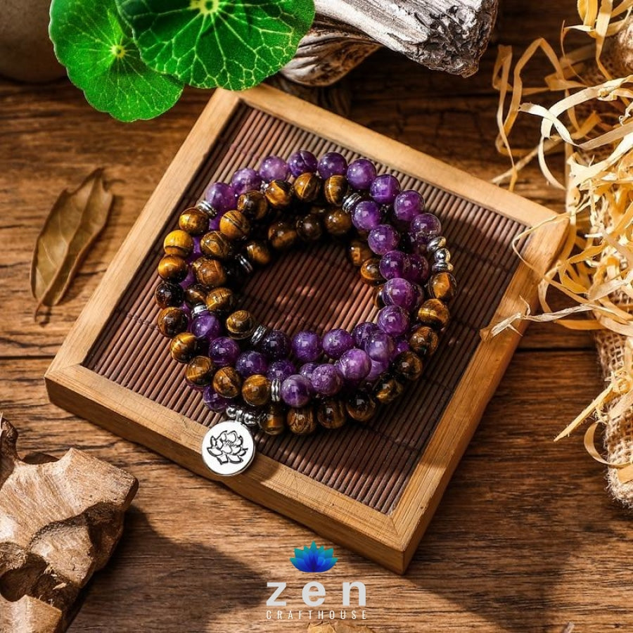 Peace & Protection Amethyst Tiger Eye Mala