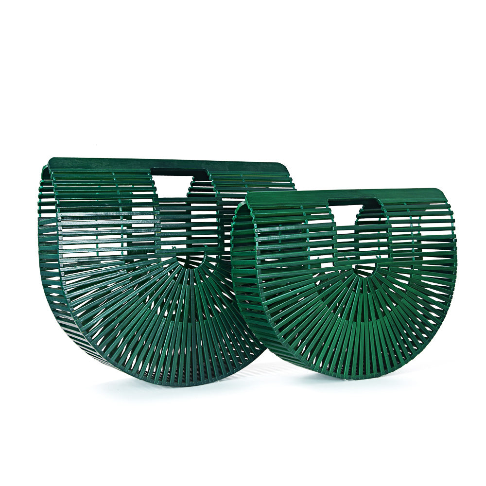Elegant Bamboo Moon Basket Bag - 5 Colors