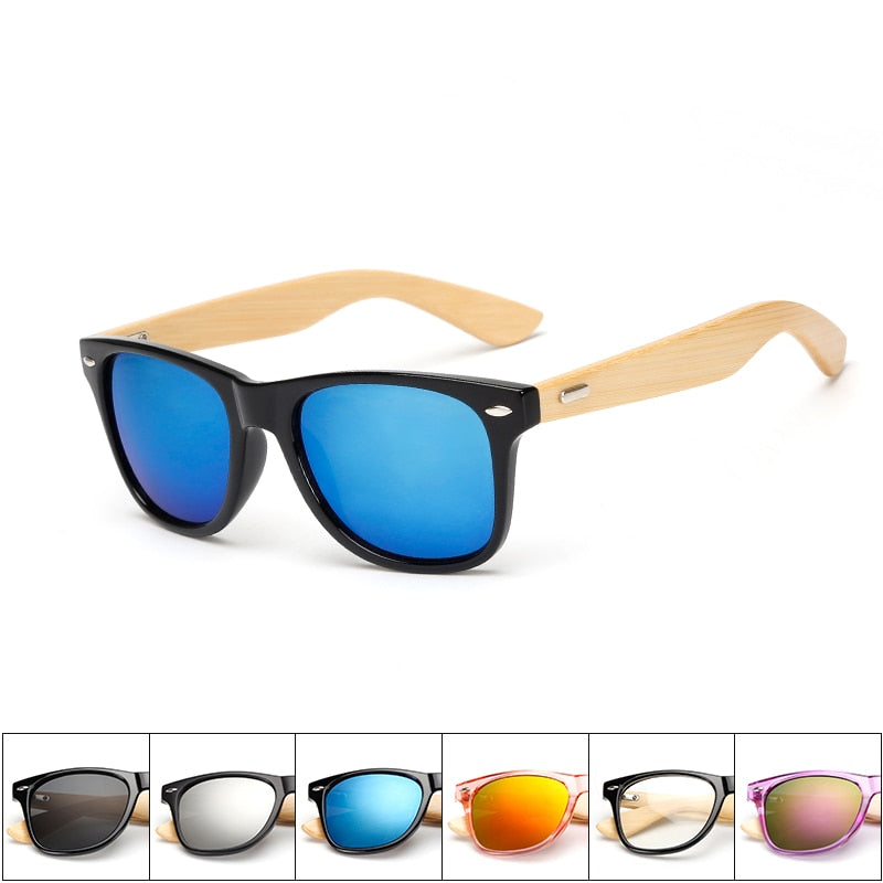 Retro Wood Frame Sunglasses