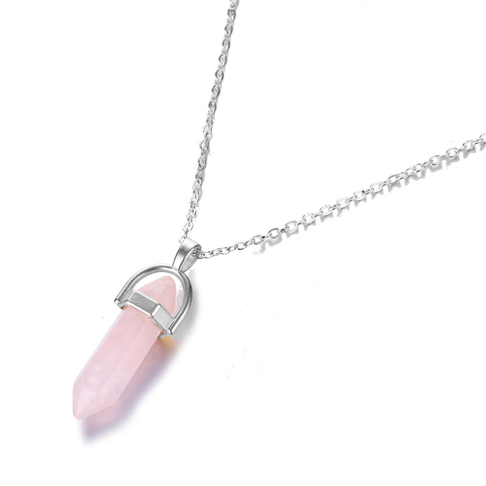 Hexagon Natural Stone Necklace [8 crystal options]