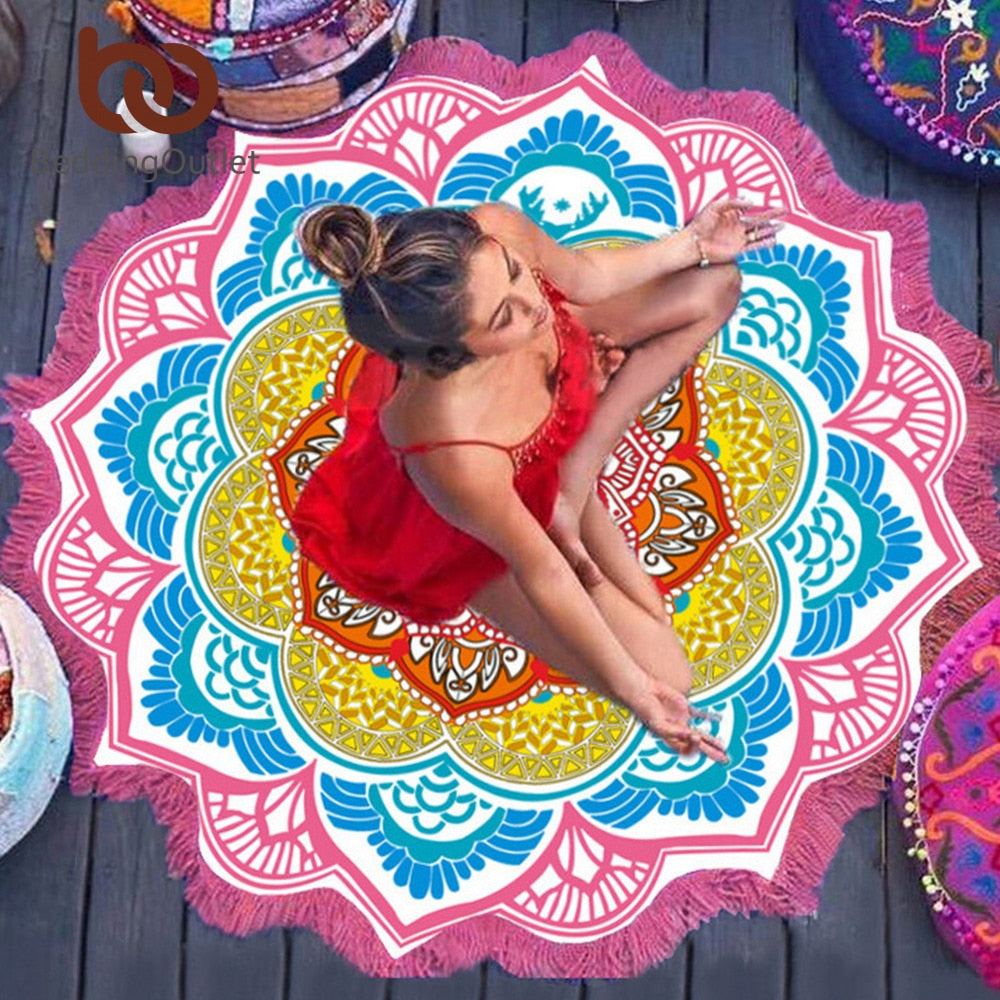Indian Lotus Mandala Beach Towel/Tapestry - 6 Colors