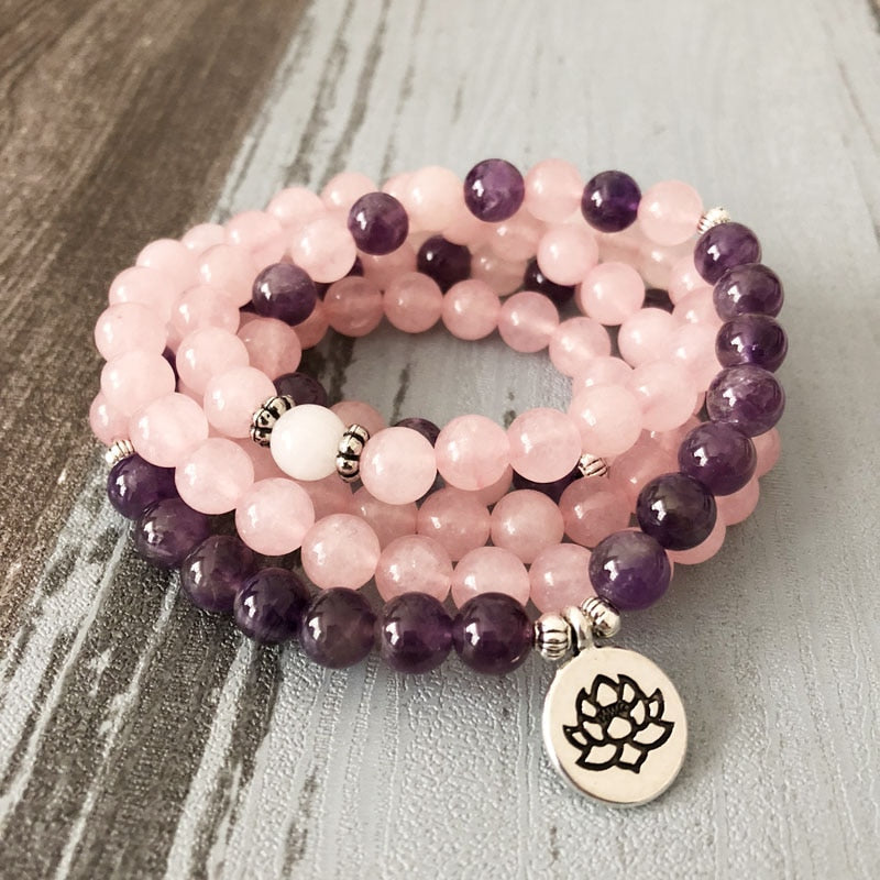 Rose Quartz & Amethyst Mala