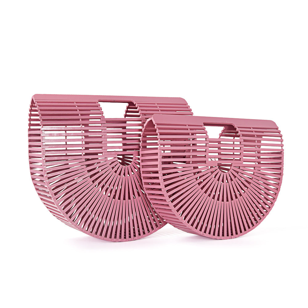 Elegant Bamboo Moon Basket Bag - 5 Colors