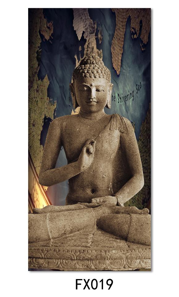 Painting buddha canvas in 3 panel