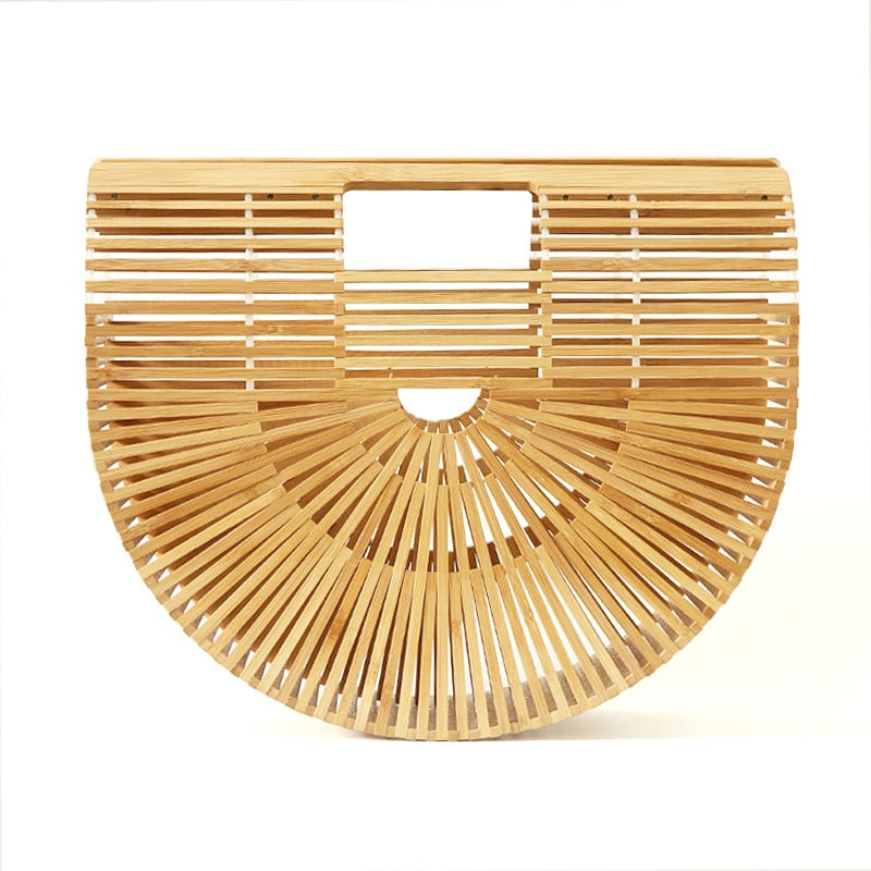 Elegant Bamboo Moon Basket Bag - 5 Colors