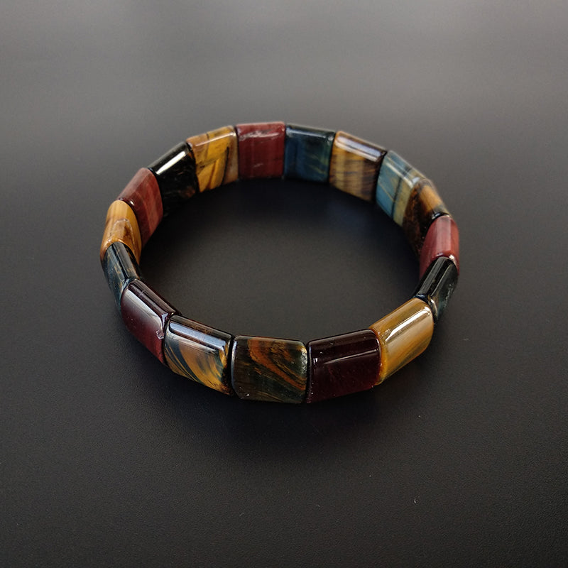 Triple Power Red, Yellow & Blue Tiger Eye Bracelet
