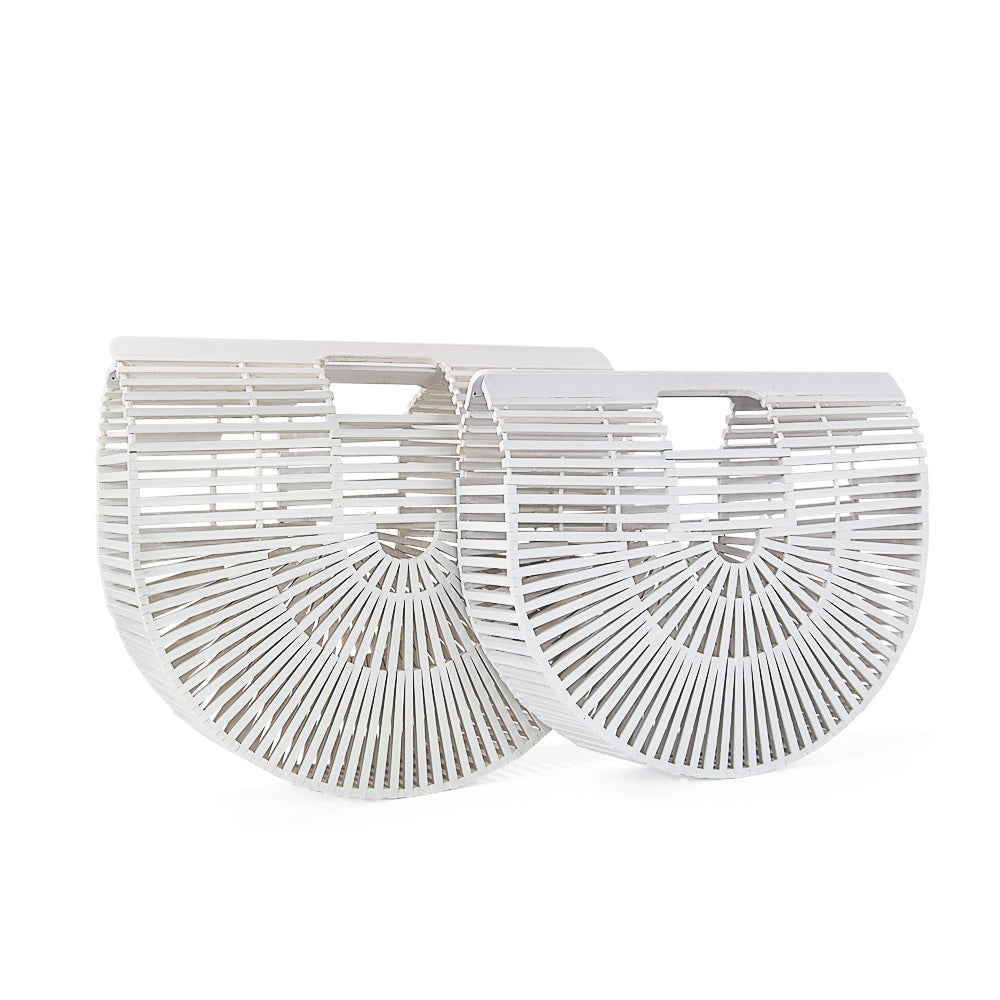 Elegant Bamboo Moon Basket Bag - 5 Colors