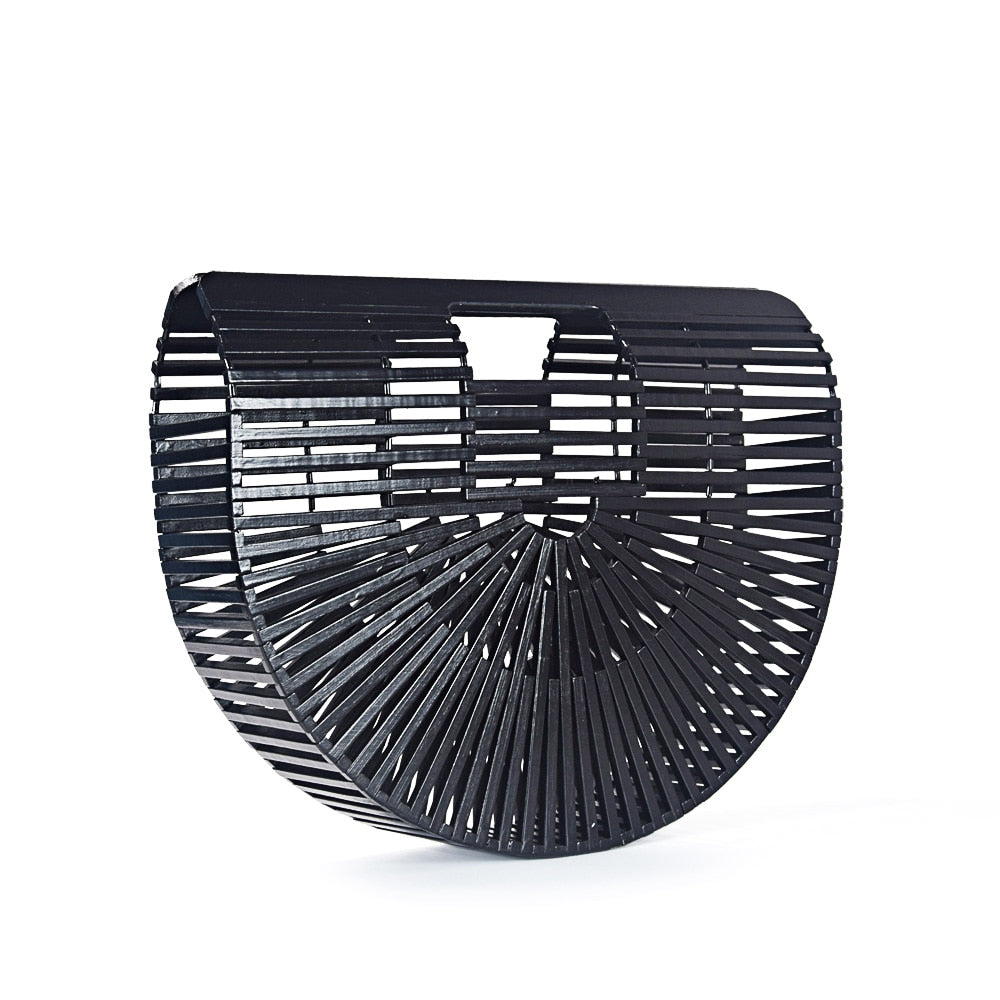 Elegant Bamboo Moon Basket Bag - 5 Colors