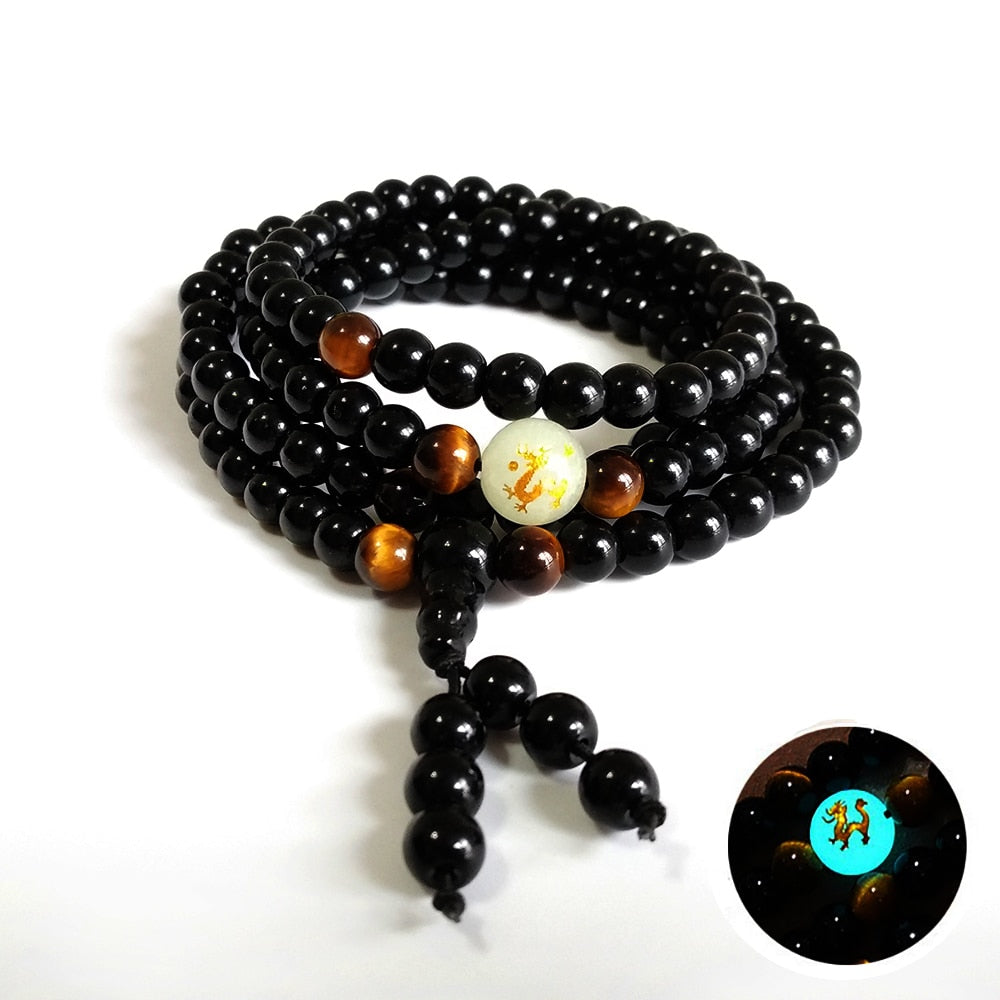 Dragon Black Obsidian 108 Bead Mala
