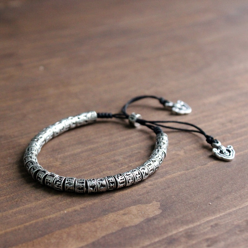 Traditional Tibetan Buddhism Bracelet - Six True Words Mantra carved