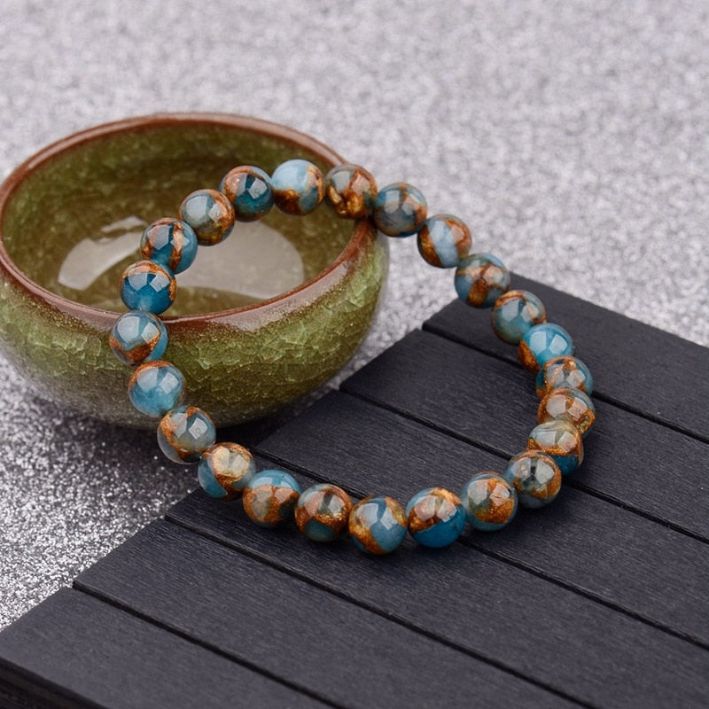 Blue Apatite & Brown Jasper Bone Support & Weight Loss Bracelet