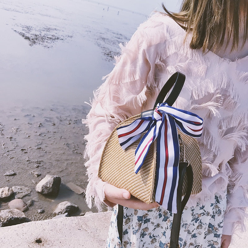 Crossbody Rattan Straw Bag