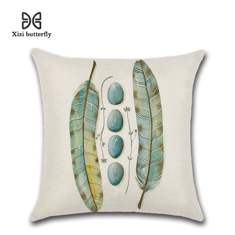 Free Spirit Feather Linen Cushion Cover
