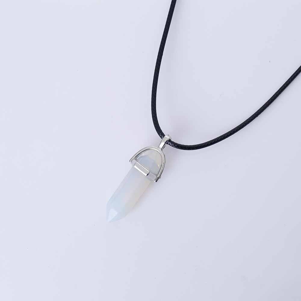 Hexagon Natural Stone Necklace [8 crystal options]