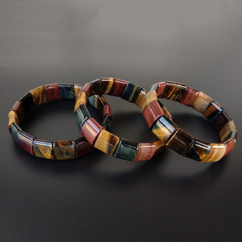 Triple Power Red, Yellow & Blue Tiger Eye Bracelet