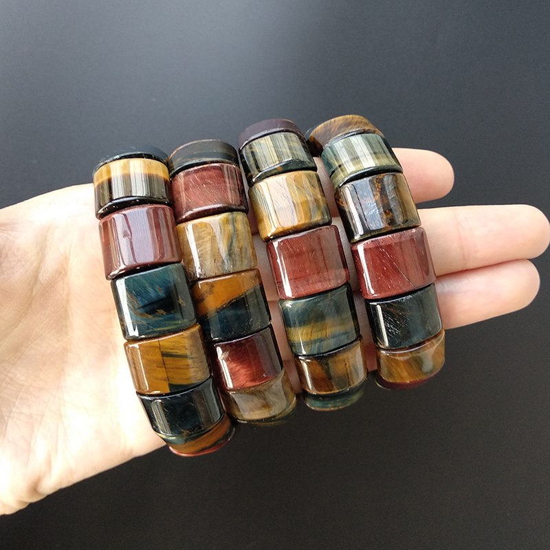 Triple Power Red, Yellow & Blue Tiger Eye Bracelet