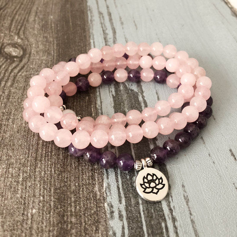 Rose Quartz & Amethyst Mala