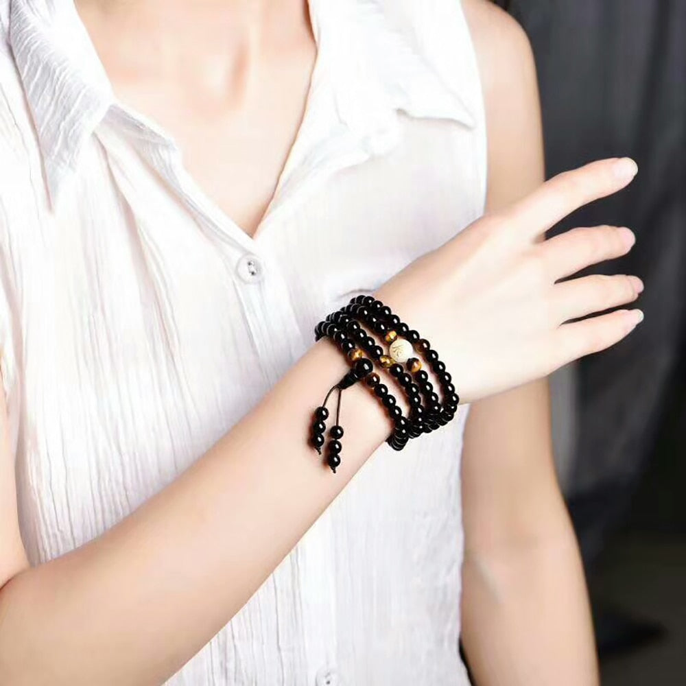 Dragon Black Obsidian 108 Bead Mala