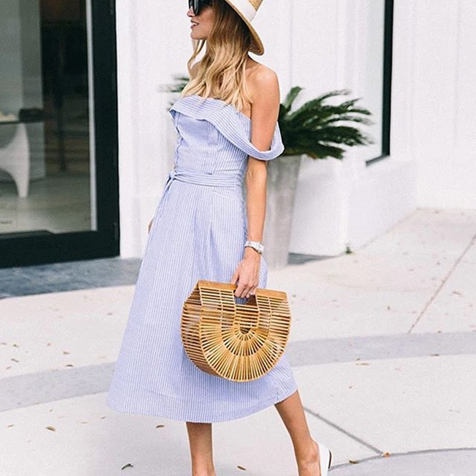Elegant Bamboo Moon Basket Bag - 5 Colors