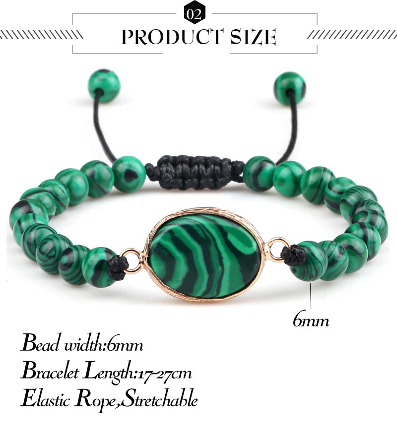 Malachite Gemstone Braided Bracelet