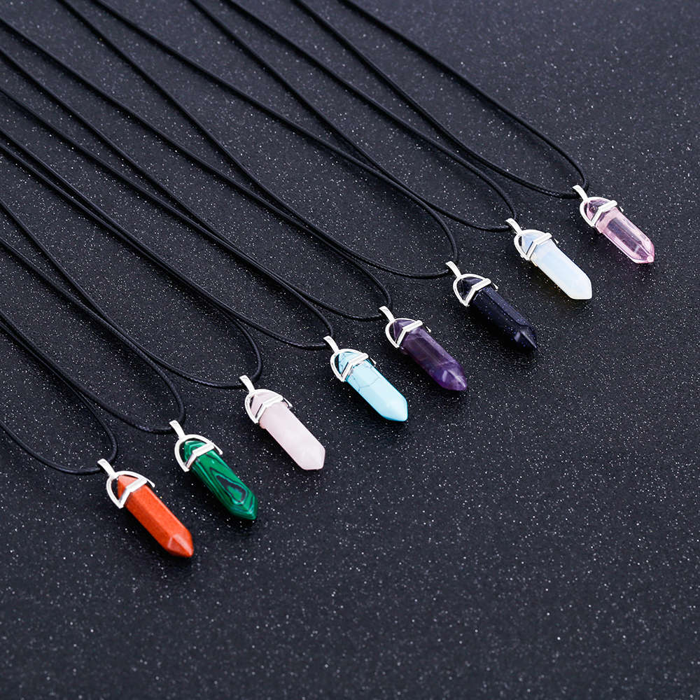 Hexagon Natural Stone Pendant [9 stone options]