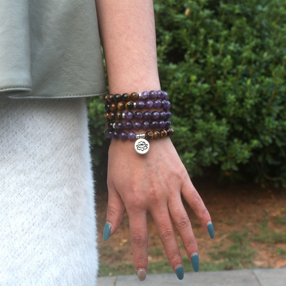 Peace & Protection Amethyst Tiger Eye Mala