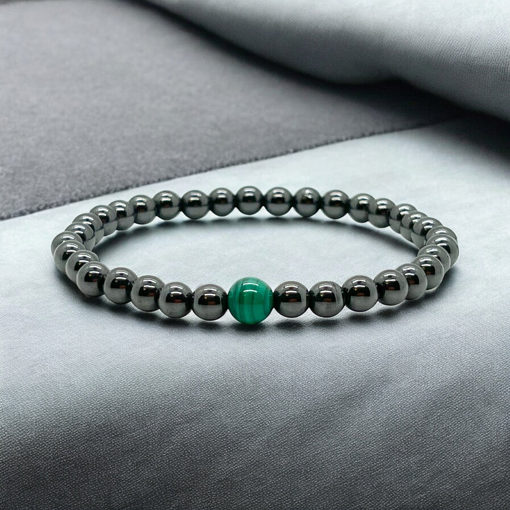 Natural Malachite & Hematite Pain Support Bracelet