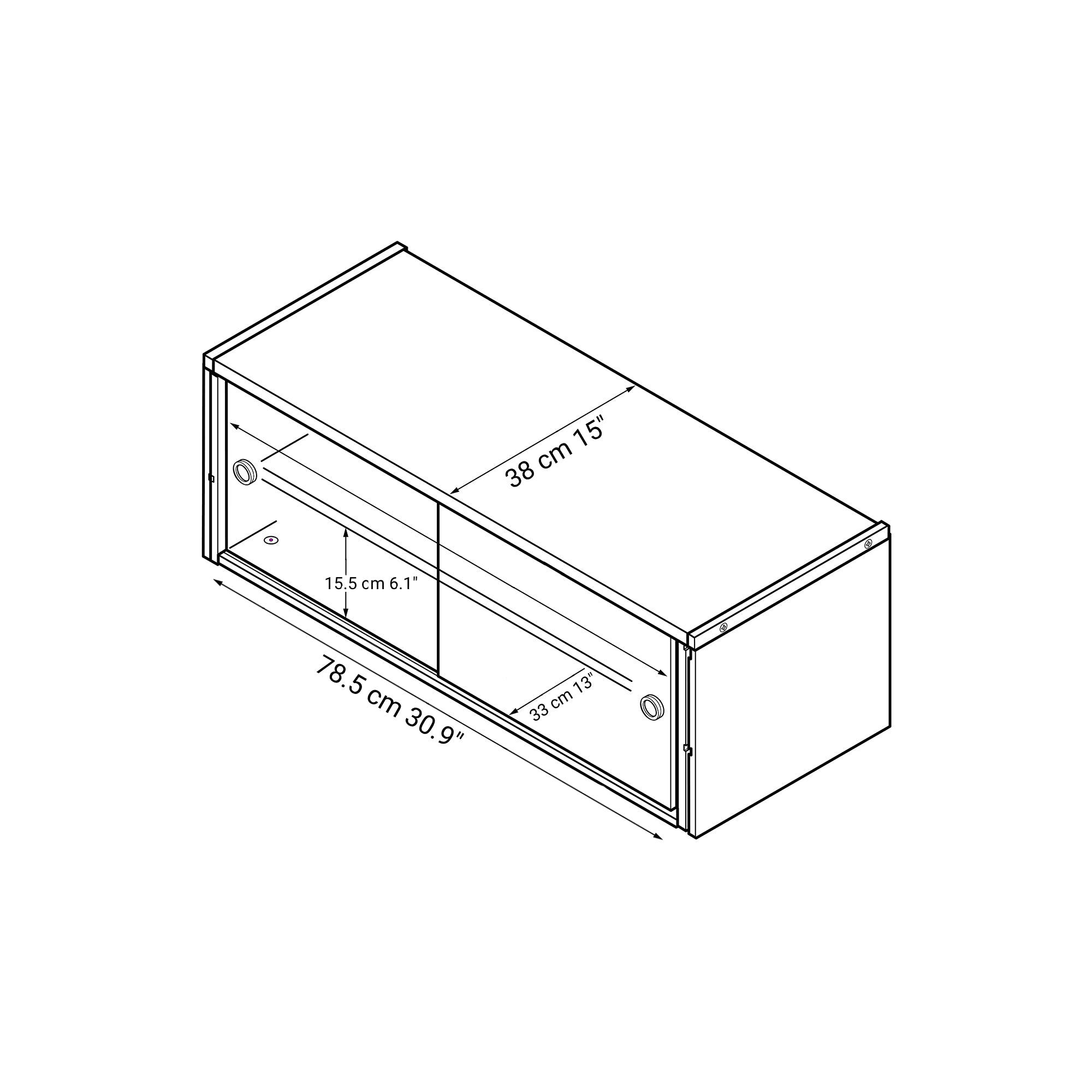 SUS Shelving Unit - Box with Glass Door - Oak