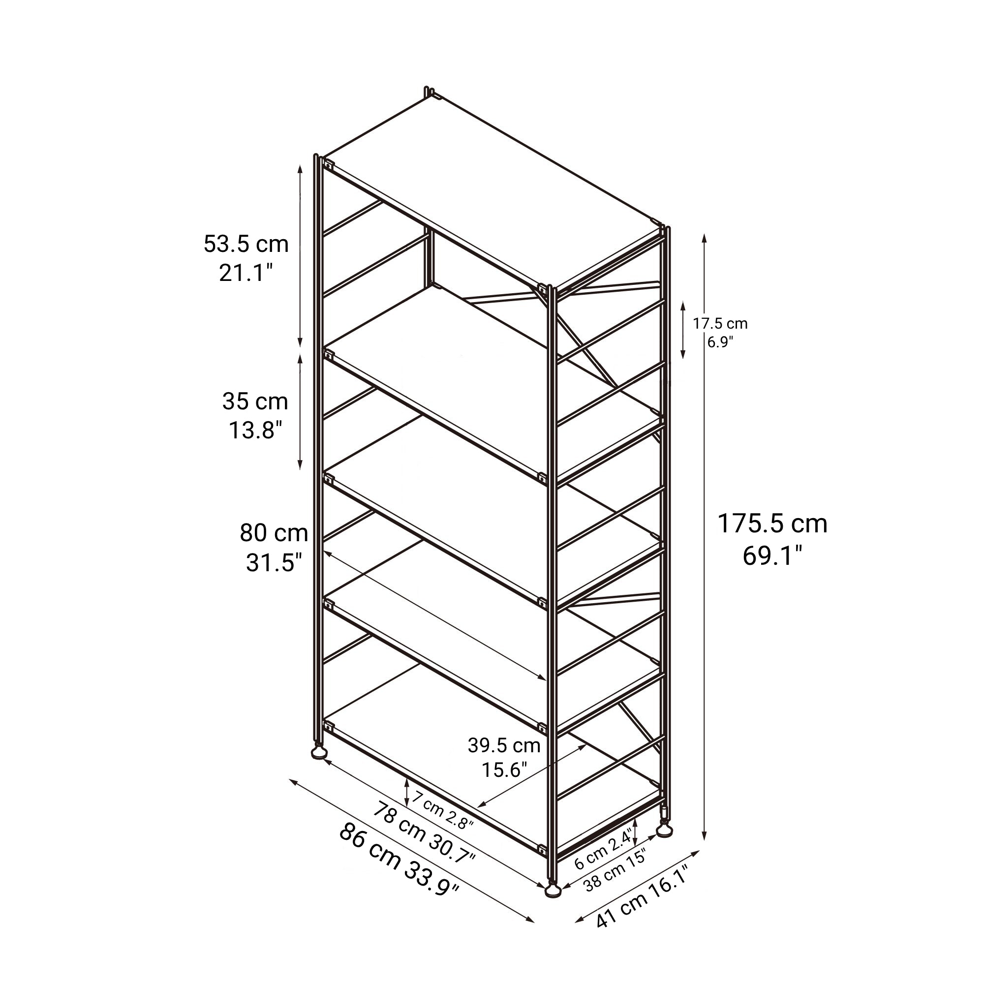 SUS Shelving Unit - Walnut - Wide - Large