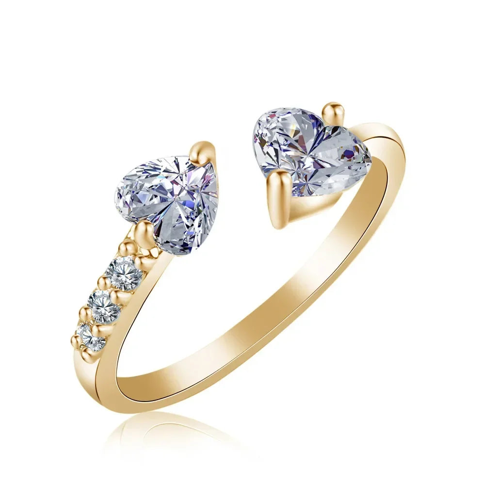 Titanium Ion Therapy Double Heart Ring