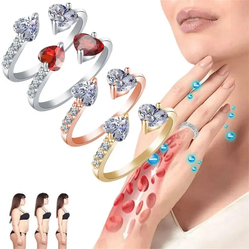 Titanium Ion Therapy Double Heart Ring