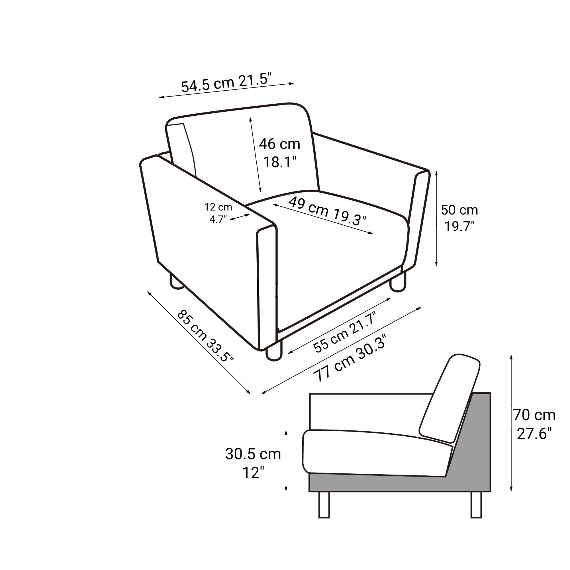 [HD] Urethane Pocket Coil Sofa 1 Seater Cover Sold Separately