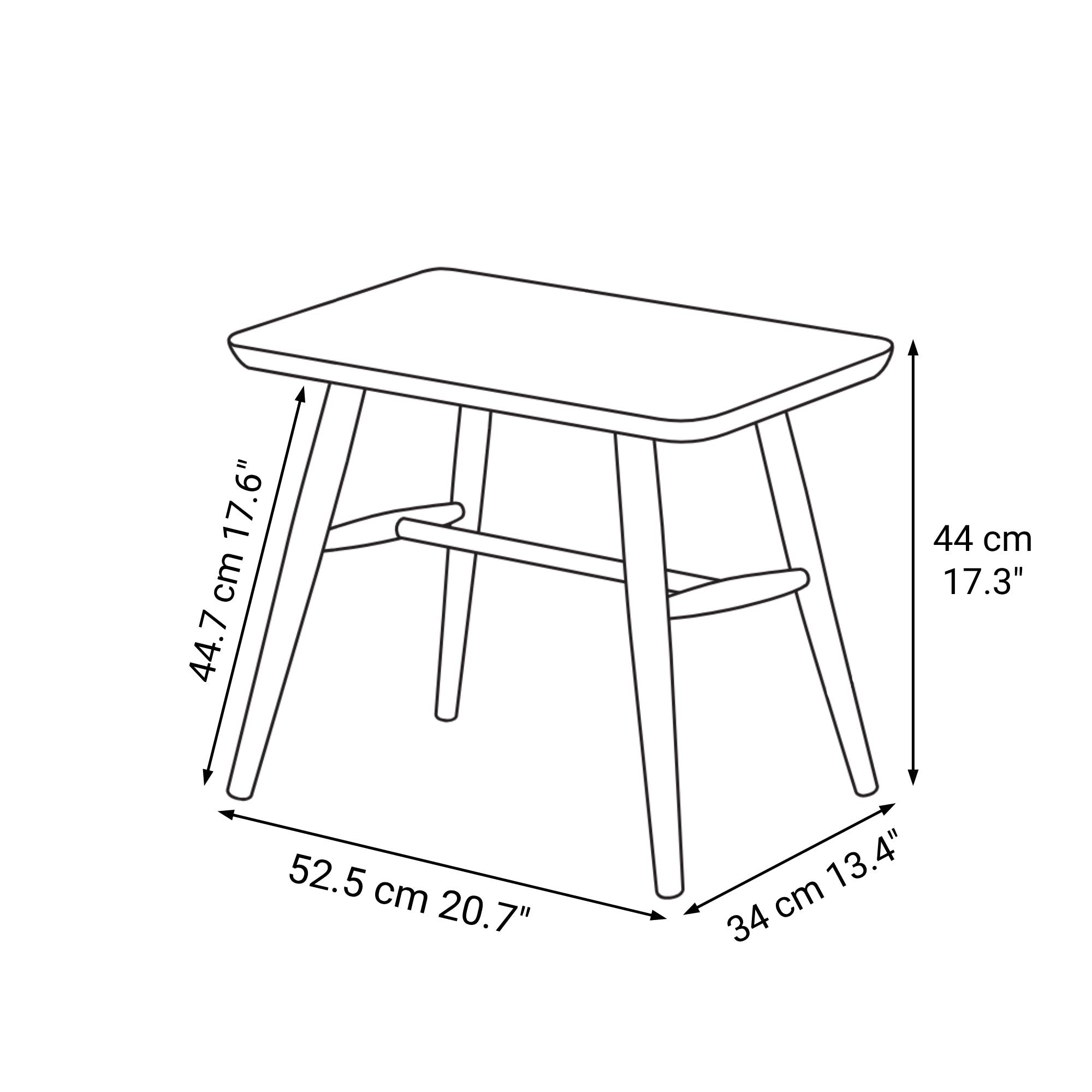 Beech Wood Stool with Round Legs