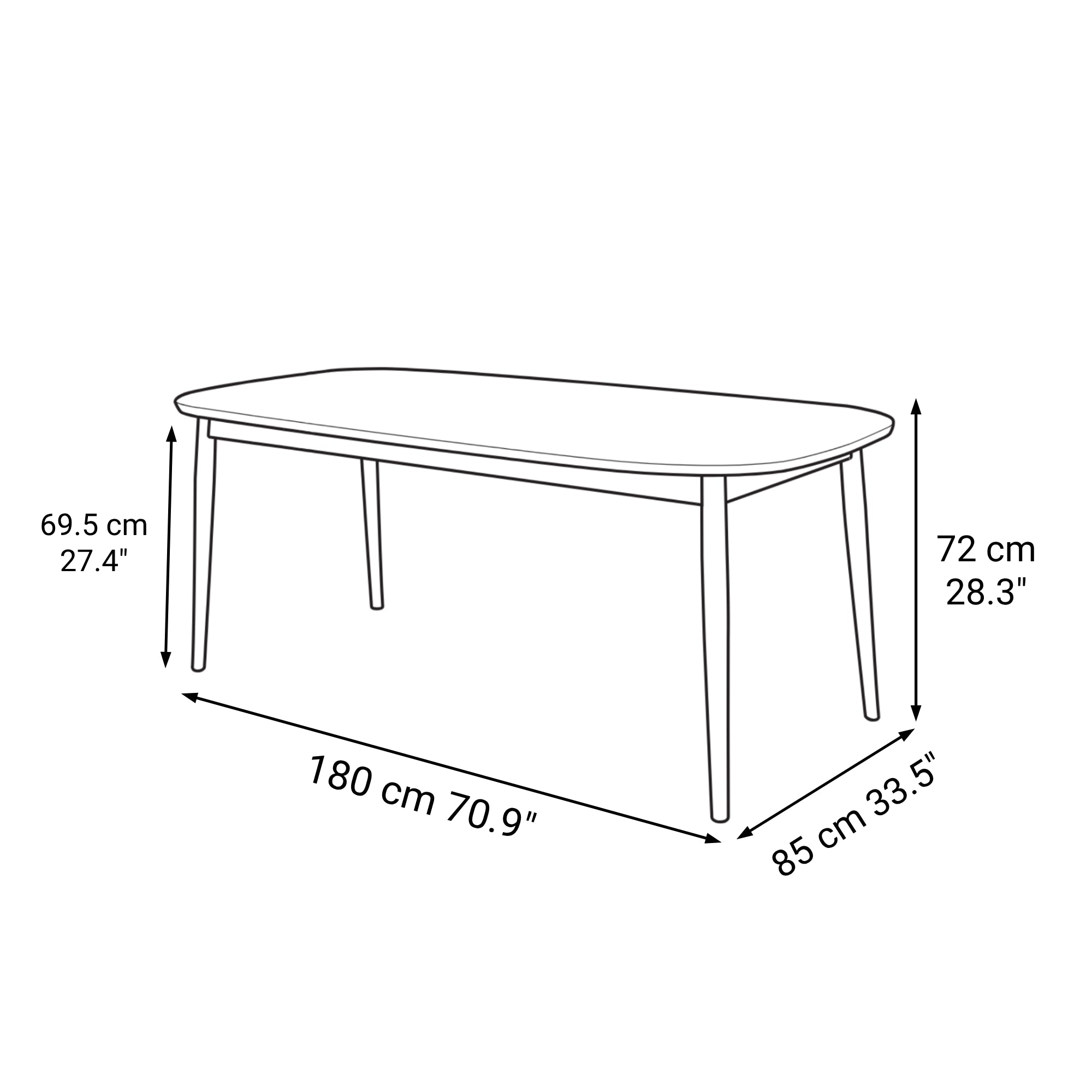 [HD] Beech Wood Table with Round Legs - W 70.9