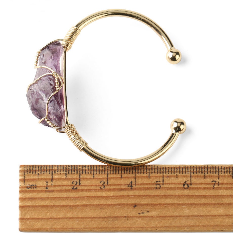 Raw Amethyst Energy Calming Crystal Bangle