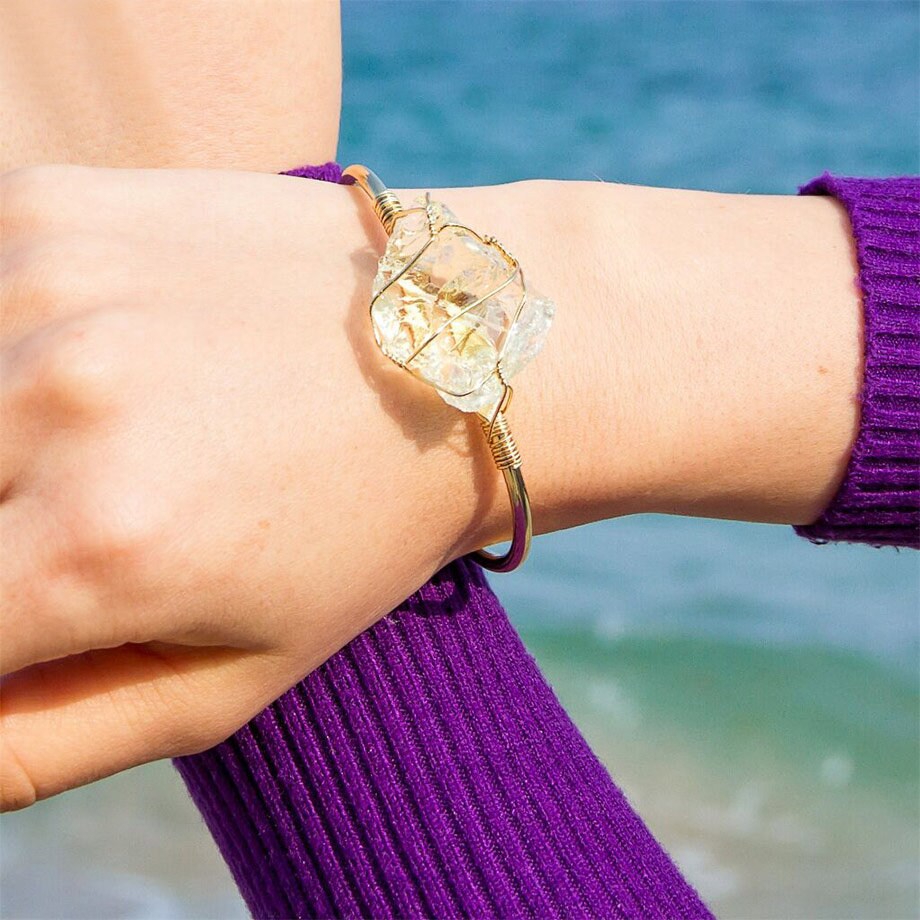 Clear Quartz Clarity & Purpose Crystal Bangle Bracelet