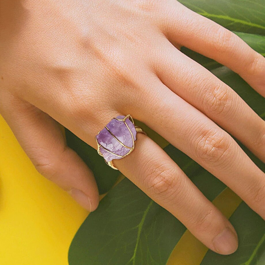 Amethyst Calm Energy Adjustable Ring -