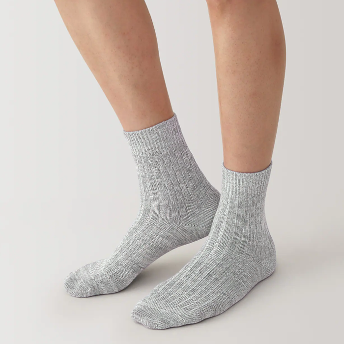 Right Angle Ribbed Thick Short Socks