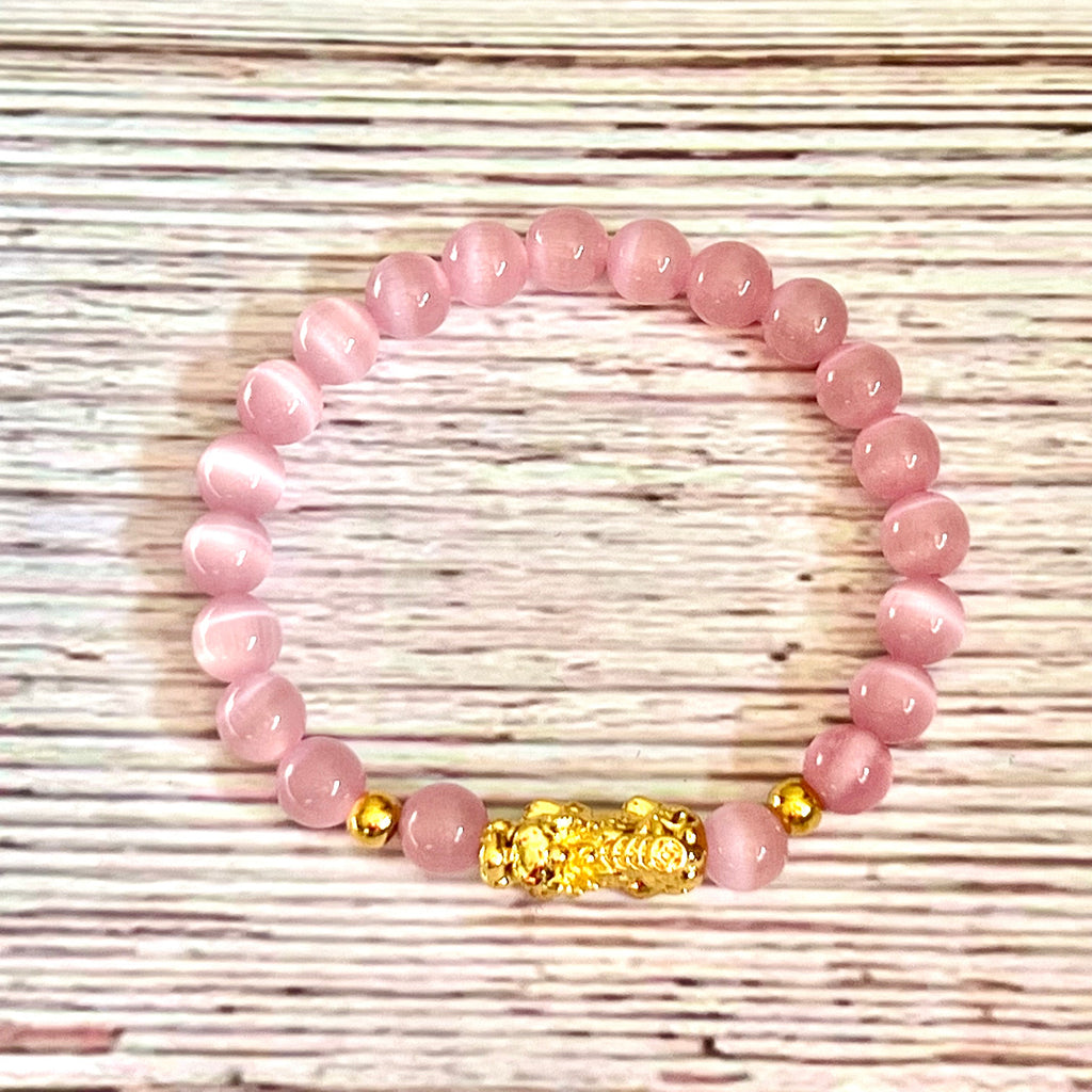 Pink Cat Eye Pixiu Bracelet