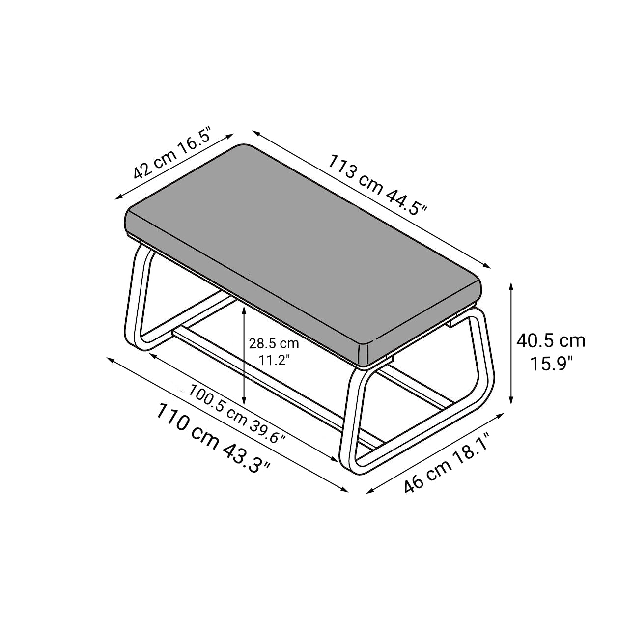Living Dining Bench 1 - Oak Cover Sold Separately