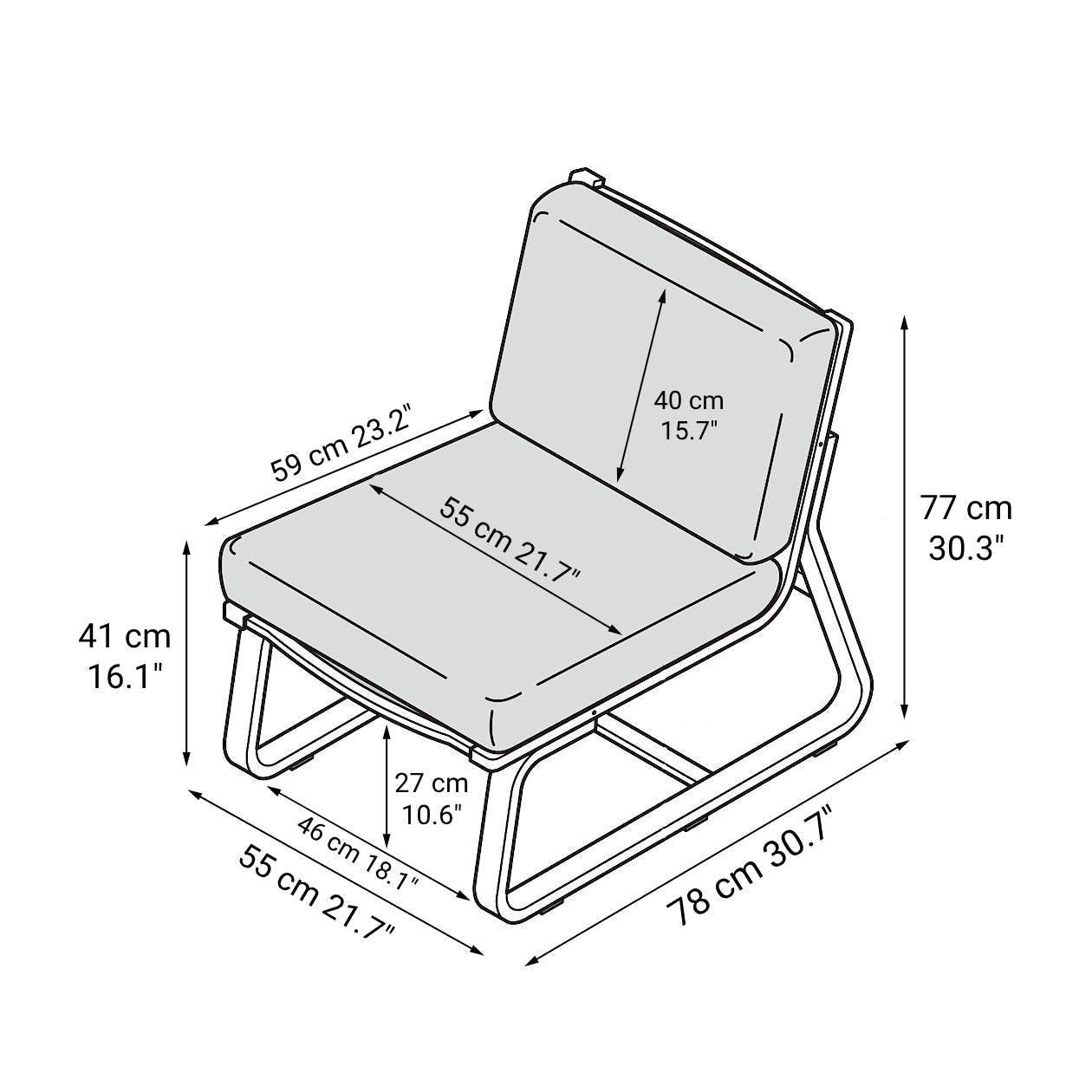 Living Dining Sofa Chair - Walnut Cover Sold Separately