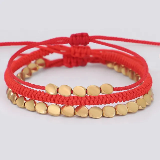 Tibetan Copper Luck & Protection Bracelet Set
