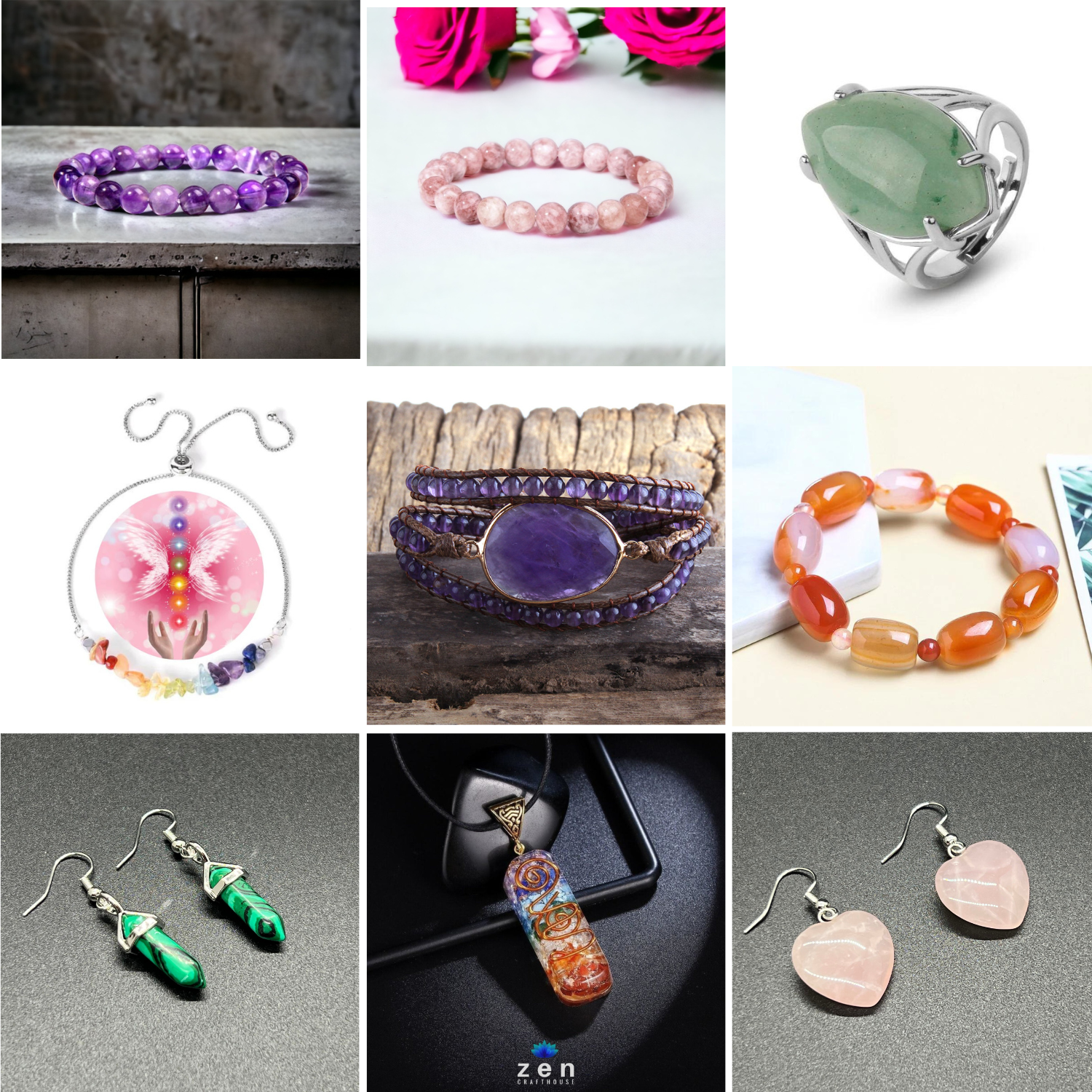 Chakra Healing Program: Monthly Crystal Jewelry & Essential Oils (Heart Chakra)
