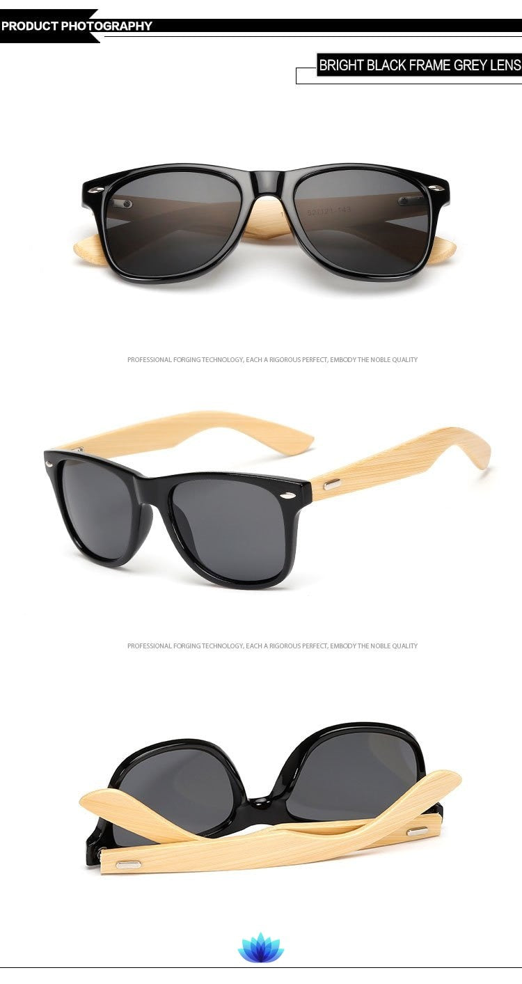 Retro Wood Frame Sunglasses